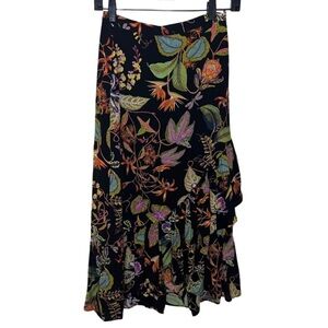 H&M Skirt Calf-length Floral Flounced Midi Skirt Size 4